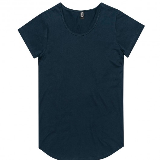Navy CB Clothing Womens Curved Hem T-Shirts